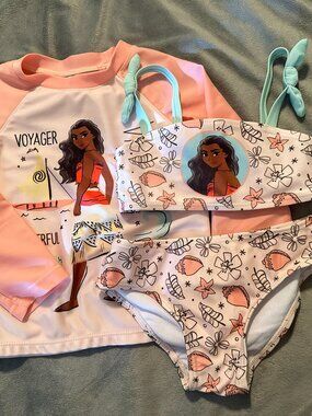 Toddler Girls Swim Bundle - Moana, Ruffle Butts - Rash Guard, Bikini, One-Piece